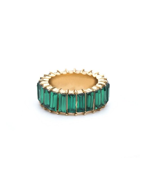 this is a golden ring with 23 gems in bright aurora blue colour